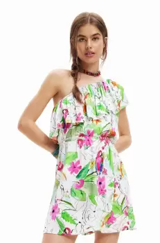Desigual rochie culoarea alb, mini, drept imagine