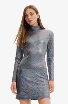 Desigual rochie culoarea negru, mini, mulata imagine