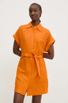 Desigual rochie din amestec de in AVINYON culoarea portocaliu, mini, drept, 25SWVW14 imagine