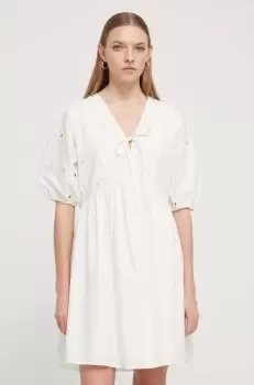 Desigual rochie din bumbac culoarea bej, mini, evazati imagine