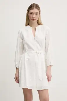 Desigual rochie din bumbac TOURS culoarea alb, mini, evazati, 25SWVW09 imagine