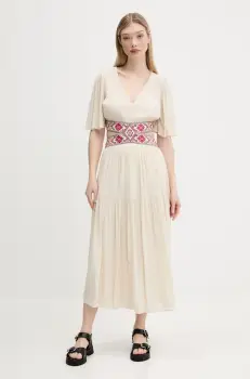 Desigual rochie ELEMENT culoarea bej, maxi, evazati, 25SWVW98 imagine