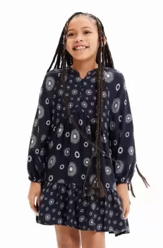 Desigual rochie fete 23WGVW05 DRESS LONG SLEEVE culoarea negru, mini, evazati imagine