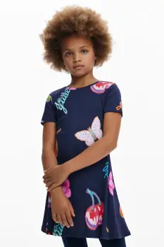 Desigual rochie fete culoarea albastru marin, mini, evazati, 25WGVK13 imagine