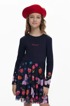 Desigual rochie fete culoarea albastru marin, mini, evazati, 25WGVK17 imagine