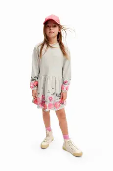 Desigual rochie fete culoarea bej, mini, evazati, 24WGVK09 imagine