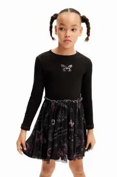 Desigual rochie fete culoarea negru, mini, evazati, 24WGVK16 imagine