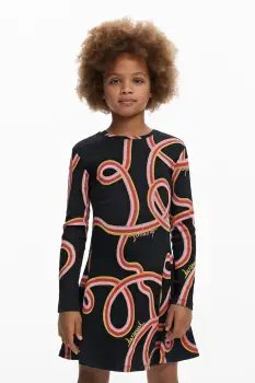 Desigual rochie fete culoarea negru, mini, evazati, 25WGVK07 imagine