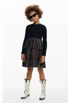 Desigual rochie fete culoarea negru, mini, evazati, 25WGVK20 imagine