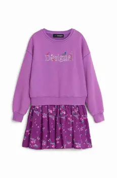 Desigual rochie fete culoarea violet, mini, evazati, 24WGVK10 imagine