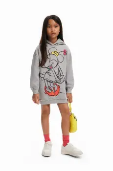 Desigual rochie fete MINNIE MOUSE culoarea gri, mini, drept, 24WGVK07 imagine