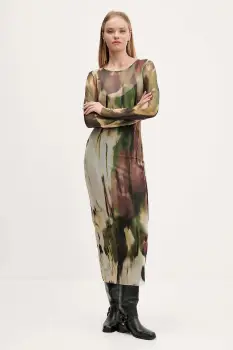 Desigual rochie GODIVA culoarea verde, maxi, drept, 25WWVK41 imagine