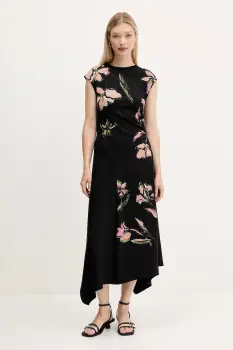 Desigual rochie KATRINA culoarea negru, midi, evazati, 25WWVK12 imagine