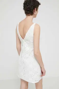 Desigual rochie LACE culoarea bej, mini, drept, 24SWVW48 imagine