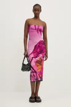 Desigual rochie LAKECOMO L culoarea roz, midi, mulata, 25SWVK39 imagine