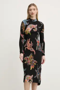 Desigual rochie MELTED PAISLEYS_LACROI culoarea negru, midi, drept, 25SWVK31 imagine