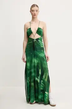 Desigual rochie MONTPELLIER culoarea verde, maxi, drept, 25SWVK55 imagine
