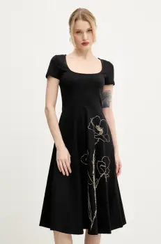 Desigual rochie NAPOLES culoarea negru, midi, evazati, 25SWVK09 imagine