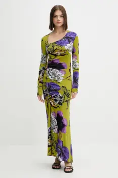 Desigual rochie NECKLINE LA culoarea verde, maxi, mulata, 25WWVK37 imagine