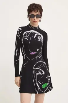 Desigual rochie OREGON culoarea negru, mini, evazati, 24WWVK69 imagine