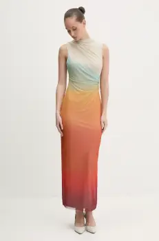 Desigual rochie SAHARA culoarea bej, maxi, mulata, 25SWVK57 imagine