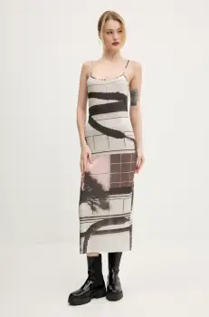 Desigual rochie SHELLEY culoarea bej, maxi, mulata, 25SWVK56 imagine