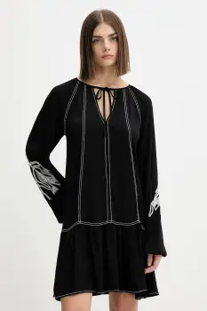 Desigual rochie SILVIANEGRO culoarea negru, mini, evazati, 25WWVW19 imagine