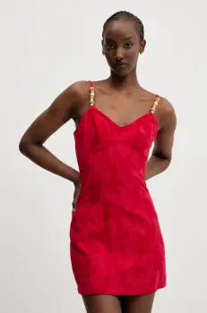 Desigual rochie TIGRIS culoarea rosu, mini, evazati, 25SWVW85 imagine