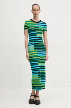 Desigual rochie URUGUAY culoarea verde, maxi, mulata, 25SWVF04 imagine