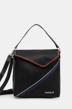 Desigual rucsac CLEO BLACK JERSEY femei, culoarea negru, mic, cu imprimeu, 24WAKP14 imagine