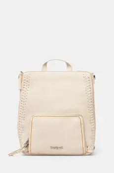 Desigual rucsac TRAMA PRETORIA femei, culoarea bej, mic, neted, 25SAKP21 imagine