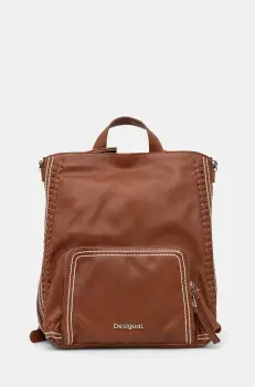 Desigual rucsac TRAMA PRETORIA femei, culoarea maro, mic, neted, 25SAKP21 imagine