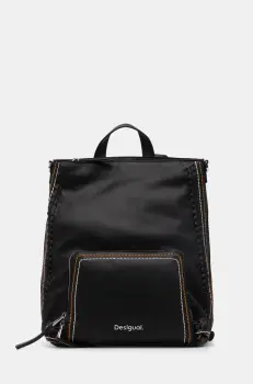 Desigual rucsac TRAMA PRETORIA femei, culoarea negru, mic, neted, 25SAKP21 imagine