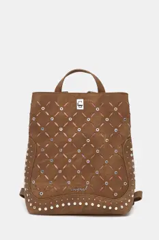 Desigual rucsac YANKEE METAL PATCH S culoarea maro, mic, cu imprimeu, 25WAKP31 imagine