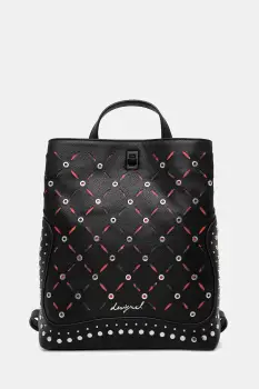 Desigual rucsac YANKEE METAL PATCH S culoarea negru, mic, cu imprimeu, 25WAKP15 imagine