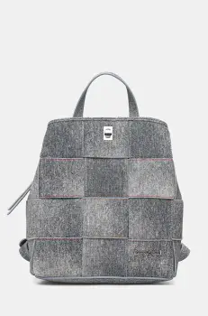 Desigual rucsac YOKO PU DENIM SU femei, culoarea gri, mic, modelator, 25SAKP09 imagine