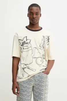 Desigual tricou BODEGON culoarea bej, cu imprimeu, 25WMTK31 imagine