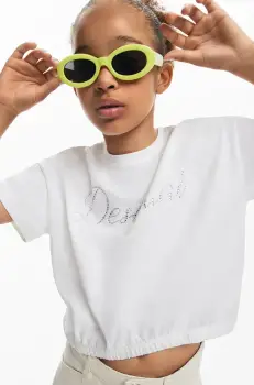 Desigual tricou de bumbac pentru copii culoarea alb, 25SGTK11 imagine