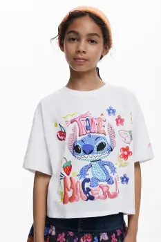 Desigual tricou de bumbac pentru copii culoarea alb, 25WGTK15 imagine