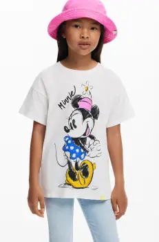 Desigual tricou de bumbac pentru copii x Disney culoarea alb, 25SGTK19 imagine