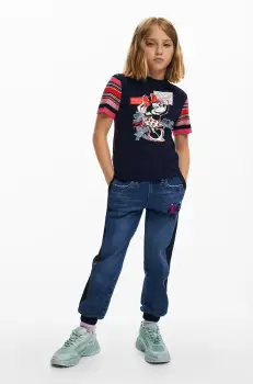 Desigual tricou de bumbac pentru copii x Disney culoarea albastru marin, 25SGTK20 imagine