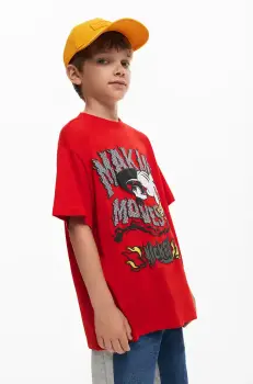 Desigual tricou de bumbac pentru copii x Disney culoarea rosu, cu imprimeu, 25SBTK14 imagine