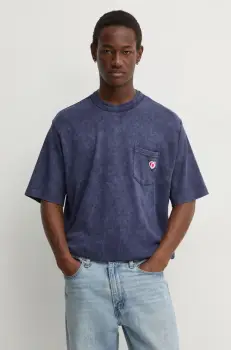 Desigual tricou din bumbac ARIZONA barbati, culoarea albastru marin, neted, 24WMTK39 imagine