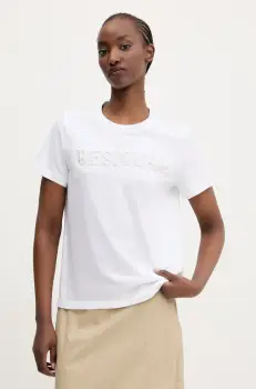 Desigual tricou din bumbac BRANDY femei, culoarea alb, 25SWTK17 imagine