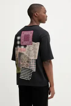 Desigual tricou din bumbac COMO culoarea negru, cu imprimeu, 25WMTK33 imagine