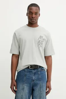 Desigual tricou din bumbac DERBY MICKEY culoarea gri, cu imprimeu, 25WMTK24 imagine