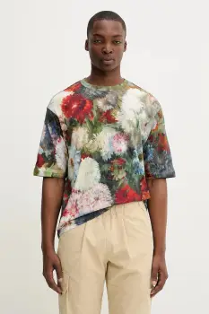 Desigual tricou din bumbac GENOVA culoarea verde, cu imprimeu, 25WMTK17 imagine