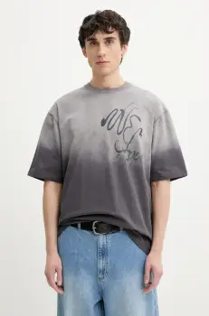 Desigual tricou din bumbac GRANADA barbati, culoarea gri, modelator, 25SMTK22 imagine