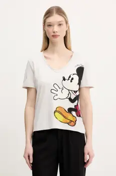 Desigual tricou din bumbac MICKEY JOKER femei, culoarea alb, 25SWTKAG imagine