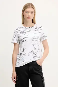 Desigual tricou din bumbac MICKEY SKETCH culoarea alb, 25WWTK03 imagine